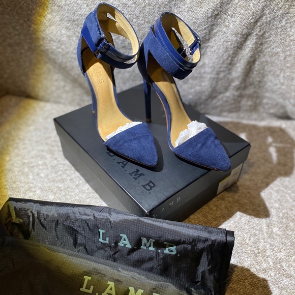 L.A.M.B. Shoes - LAMB Oxley II navy suede ankle strap pump 8.5